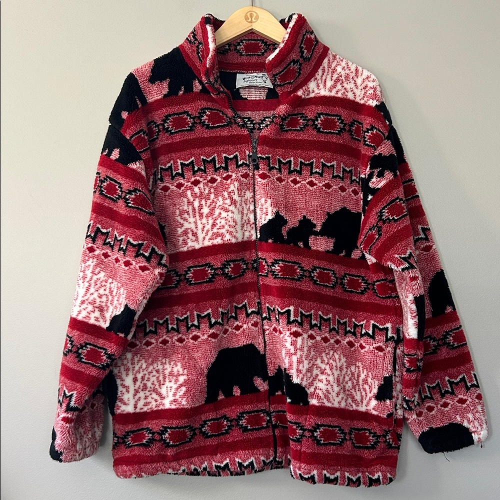 Vintage Frankenmuth Woolen Mills Oversized‎ Fleece Lodge/Cabin Jacket Size Med